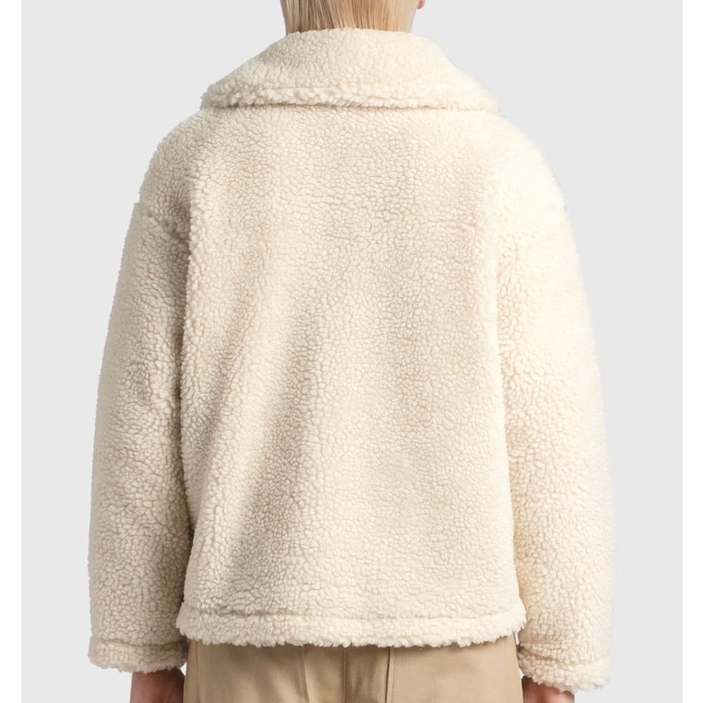 Nike Sportswear Swoosh Oversize Sherpa Jacket Women XL Rattan Sail DV7073206 NWT - Picture 4 of 13